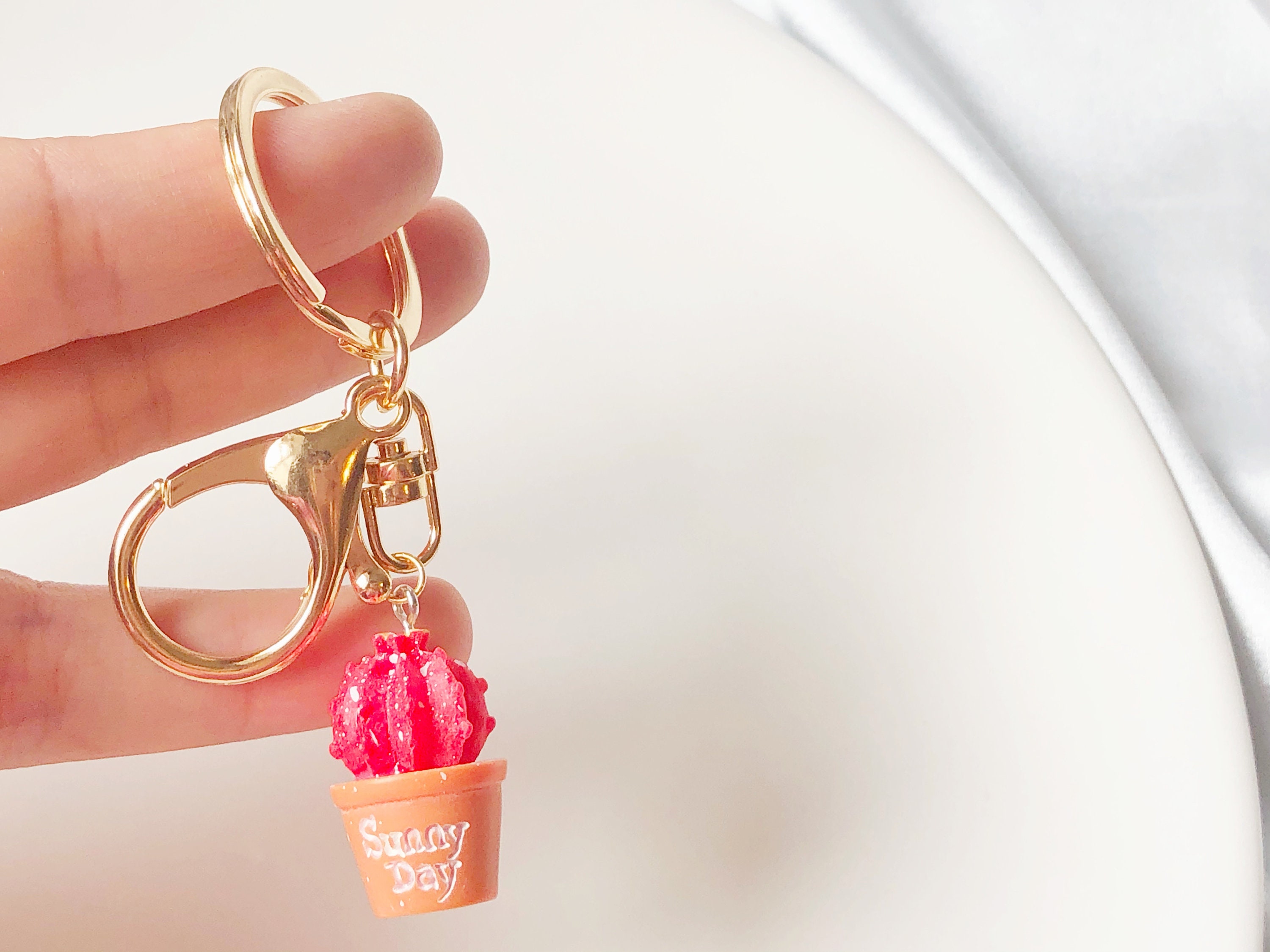 Cactus Keychains novelty keychains Cute Red keyrings Etsy