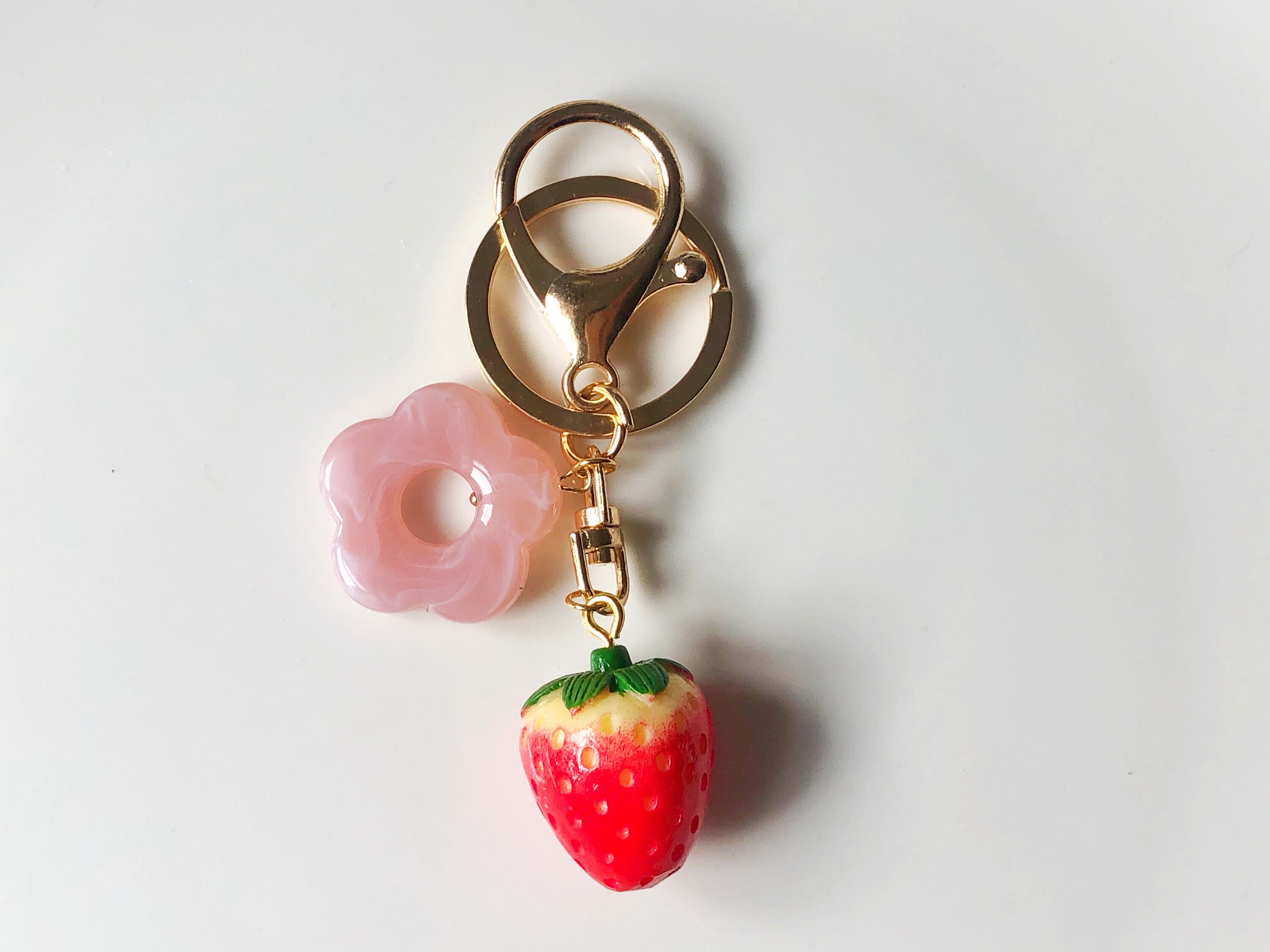 Cute Strawberry and flower Keychains novelty keychains Cute Etsy