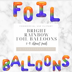 Foil Balloon Number Clipart Bold Numbers Party Balloon Clip Art Instant Download Foil Balloon Png 0-9 Commercial Use