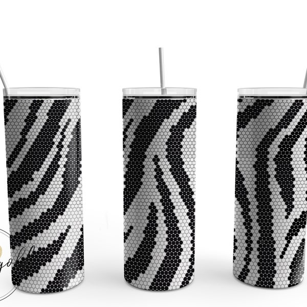 zebra stripes rhinestone digital sublimation printable vinyl wrap file 20oz skinny rhinestone template pattern ss16