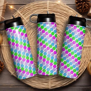 Tumbler Pattern Design | Pink floral Tumbler Template | flower Sublimation Rhinestone Pattern | 32oz water bottle  | 4mm  | ss16
