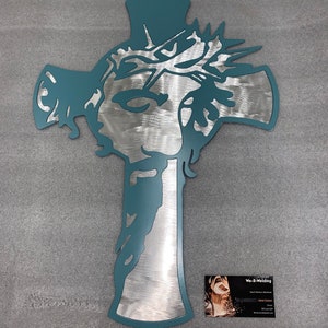 Metal Jesus Cross With Thorn Crown 2 Layer Art