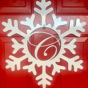 Metal Snowflake Door Sign With Script Letter