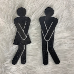 Boy and Girl Funny Bathroom Door Hanger/Marker