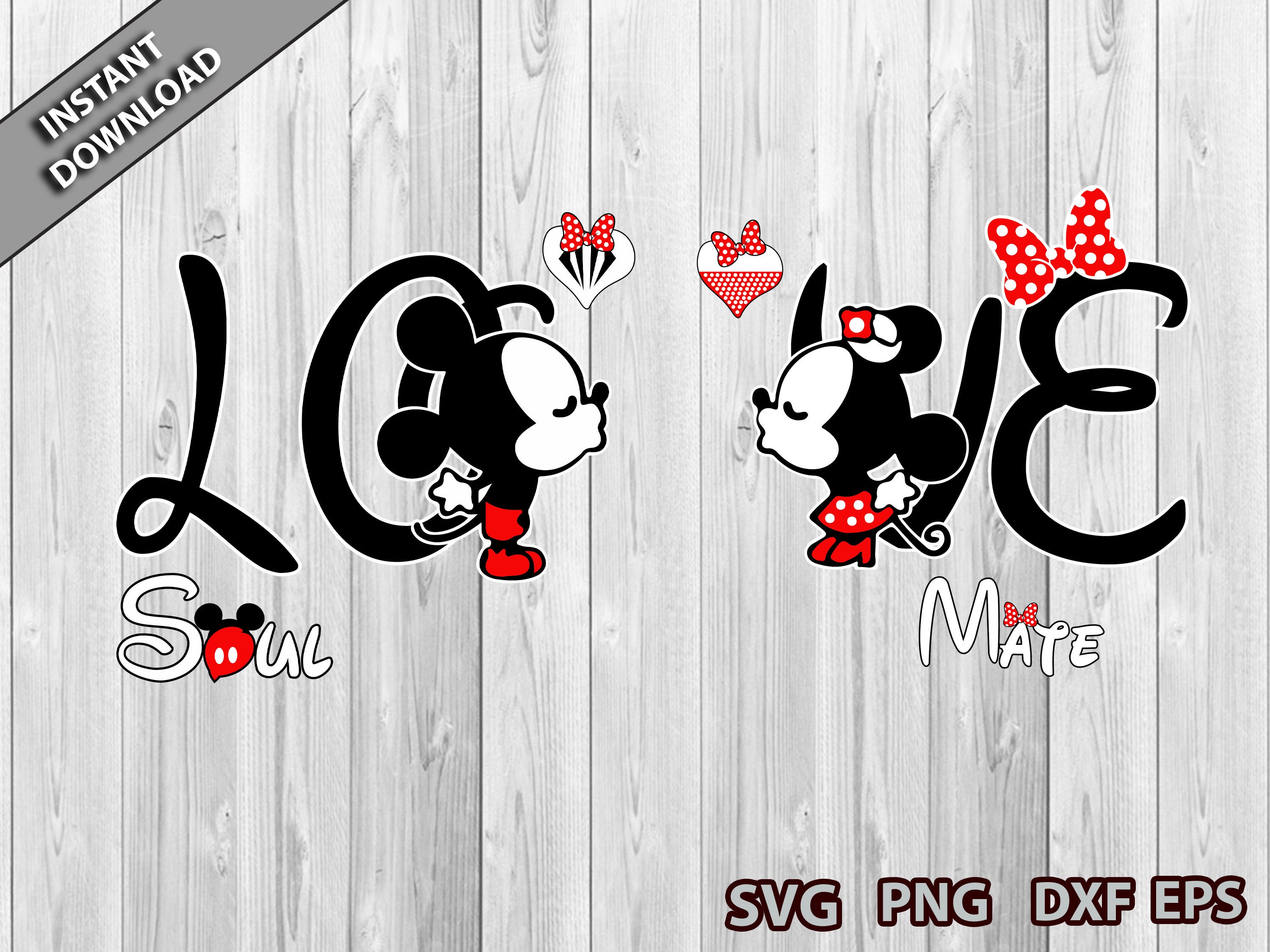 Mickey y Minnie besando amor a juego soul mate Svg Minnie | Etsy