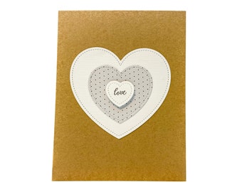 Love|Greeting Card|Handmade Card|Polka Dots|Hearts|Paper Hearts|Kraft Paper|Mother's Day|Anniversary|Birthday|Appreciation|Scrapbook|Wedding