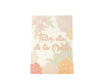 Feliz Día De La Madre|Tarjetas|Tarjetas en Español|Spanish Greeting Cards|Mother's Day|Floral|Flowers|Illustrated Cards|Pink|Printed Card|