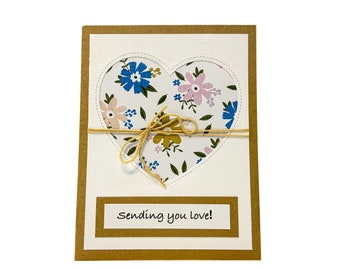 Sending You Love!|Greeting Cards|Birthday|Lots of Love|Floral|Handmade|Get Well|Paper Hearts|Cards for Her|Mother's Day|Grandma|Aunt|Friend