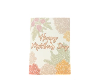 Happy Mother's Day|Floral|Flowers|Cards for Mom|Cards for Her|Pink|Orange|Printed Cards|Illustrated Cards|Boho|
