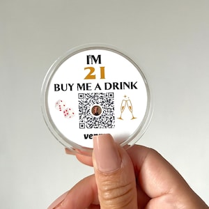 21st Birthday Party, Legal to drink, Venmo QR Sticker Code Buttons