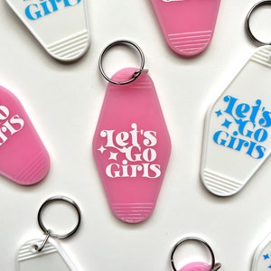 Let's Go Girls Retro Motel Keychain Party Favor for Bachelorette, Nashville Gift, Cowgirl