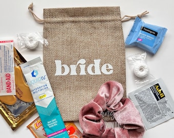 Hangover Kit Bride Tribe Burlap Drawstring Fully Assembled Bag Bachelorette Party Essentials, Recovery Kit, Favors for Bachelorette,