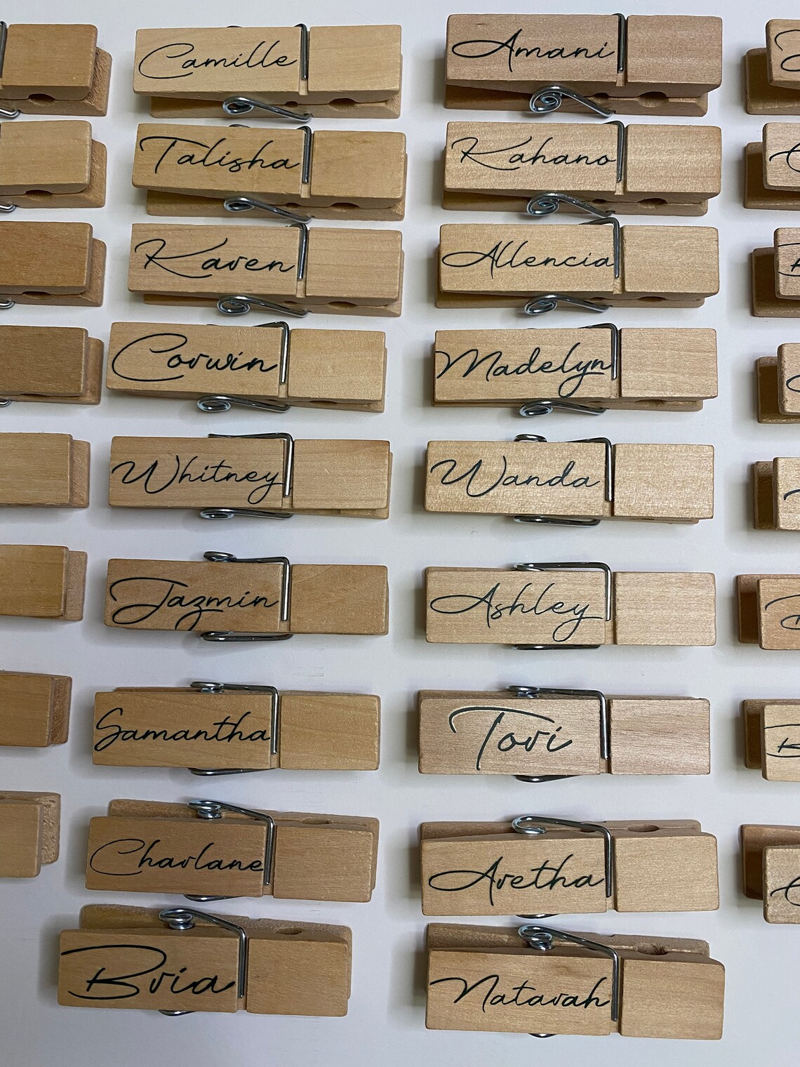 Wooden Clothespin Name Place Card Personalized Dark Green for Etsy