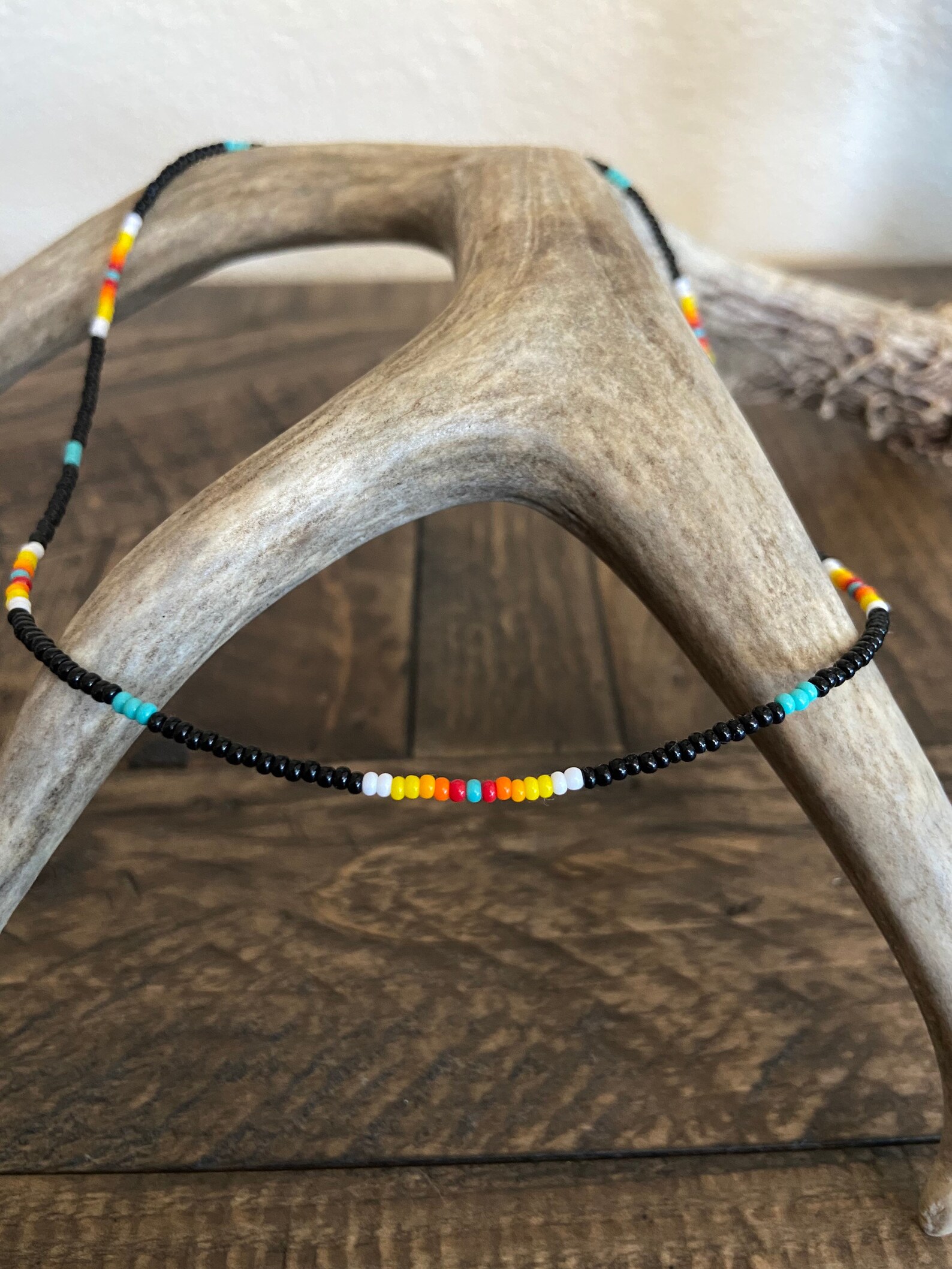 Black Western Seed Bead Choker Necklace Etsy