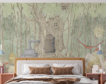 Kids Room Wall mural Fairy Tree Nursery wallpaper Custom Size Wallpaper