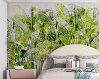 Tropical Wallpaper Banana Leaf Peel and stick Wallpaper
