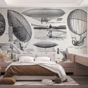 Hot Air Balloon Wallpaper vintage Wall Mural Hot Balloon Nursery Decor Peel and stick wallpaper
