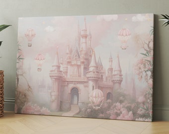Princess castle canvas print, nursery wall art, girls wall decor