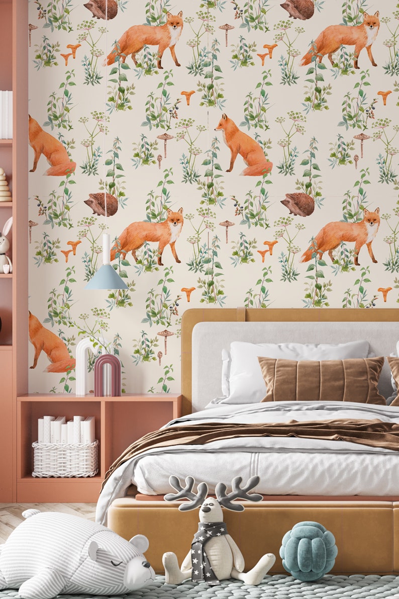Wallpaper Peel and Stick Vintage Woodland Wallpaper Fox Wall Mural - Etsy