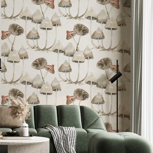 removable wallpaper mushroom peel and stick vintage wall mural
