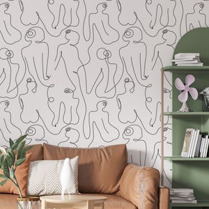 Wallpaper minimal Female Body Line Art Wall Mural Female Wall Mural Peel and stick