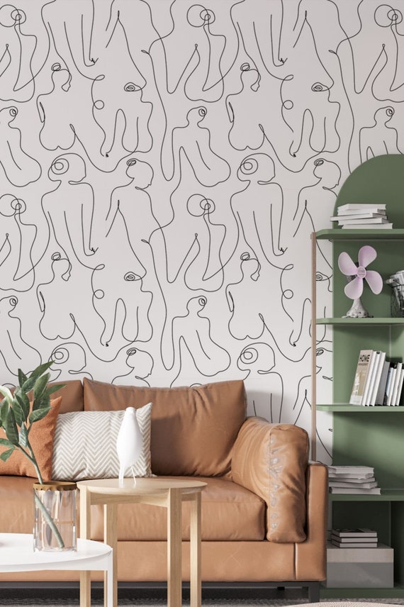 Wallpaper Minimal Female Body Line Art Wall Mural Female Wall - Etsy Wallpaper Minimal Female Body Line Art Wall Mural Female Wall - Etsy