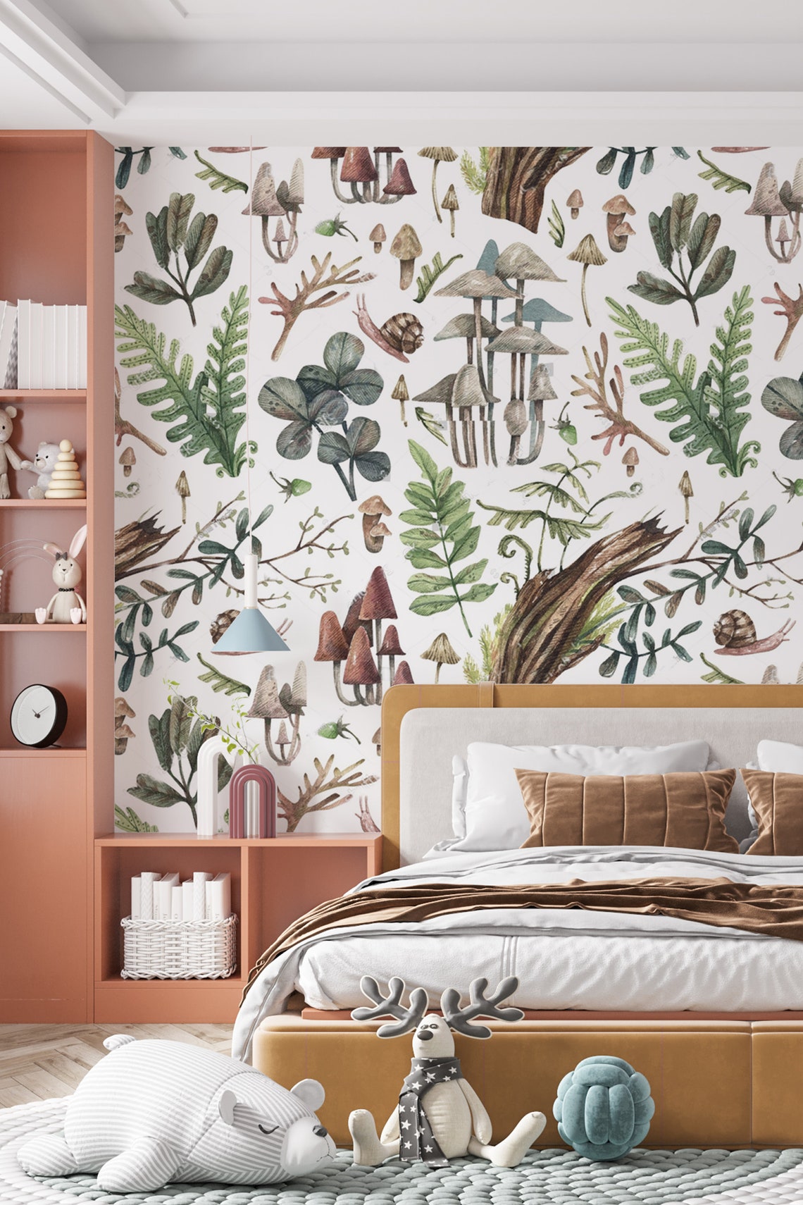 Removable Wallpaper Woodland Peel and Stick Mushroom Wallpaper - Etsy