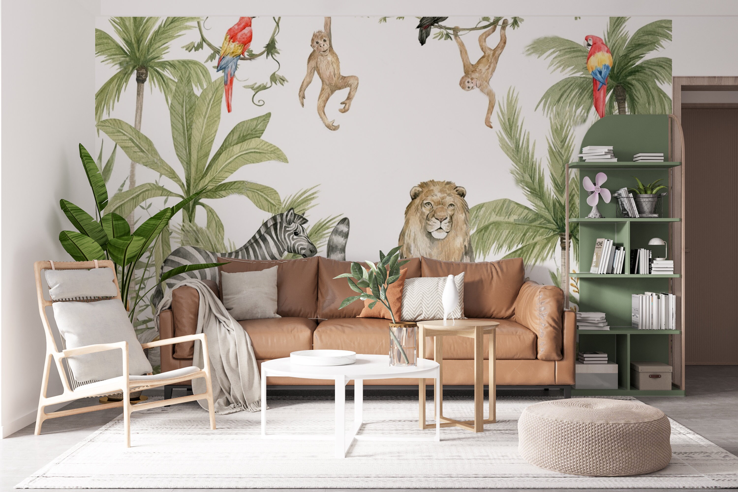 Safari Animals Wallpaper Nursery Wall Mural Peel and Stick Wallpaper ...