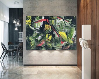 green abstract modern art contemporary wall art large canvas print home decor