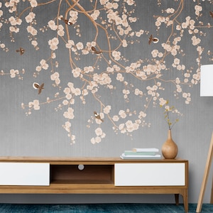 Chinoiserie wallpaper vintage Japanese wall mural