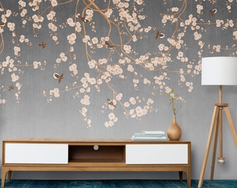 Chinoiserie wallpaper vintage Japanese wall mural