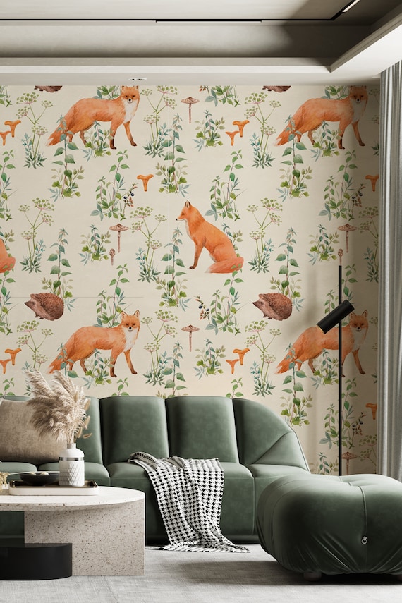 wallpaper peel and stick vintage woodland wallpaper fox wall mural
