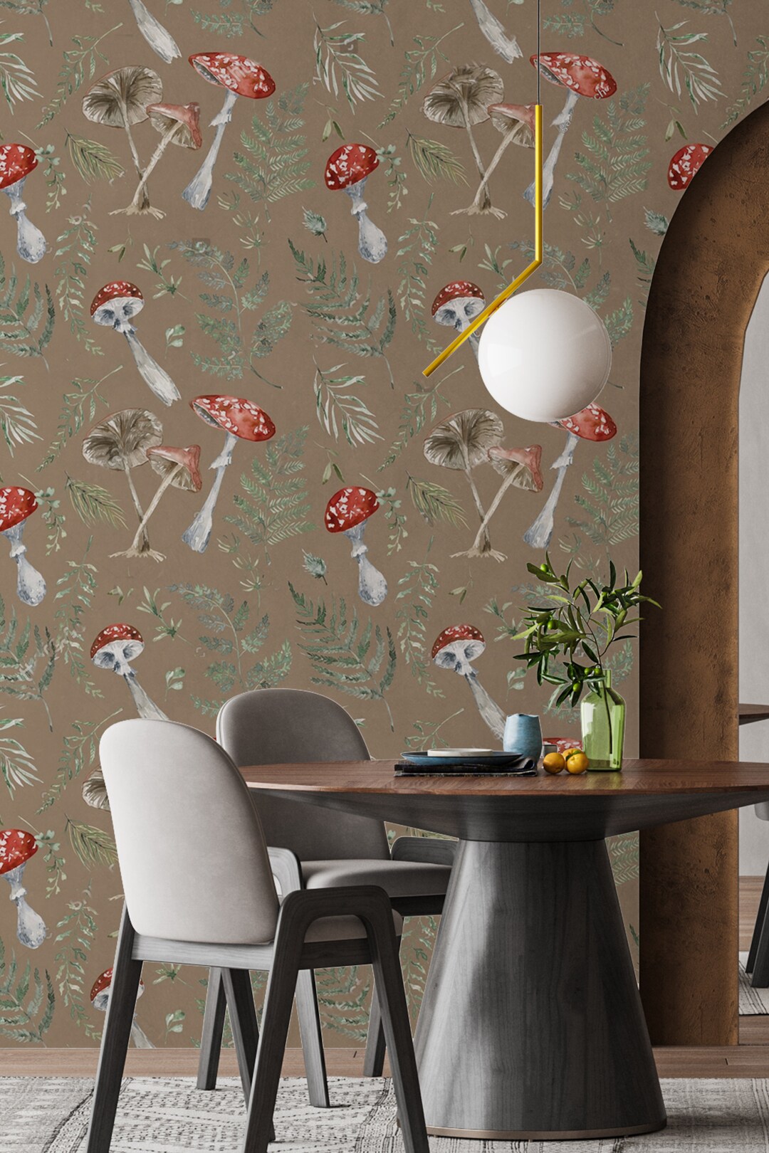 Removable Wallpaper Mushroom Peel and Stick Woodland Wallpaper - Etsy