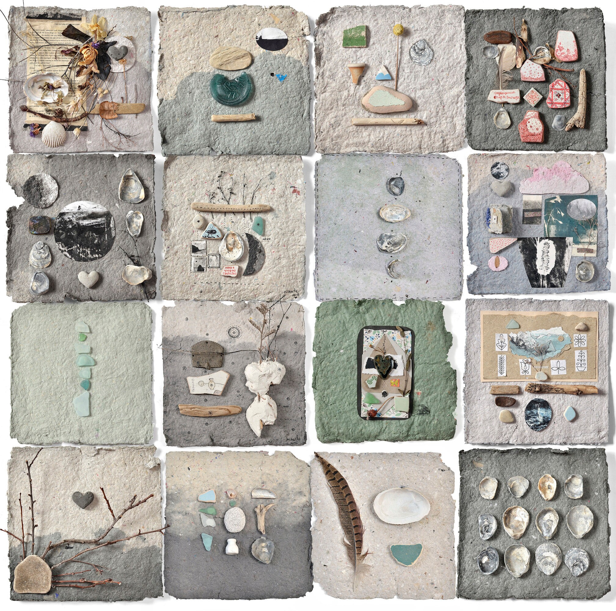 Art collage on handmade paper art of found objects Etsy