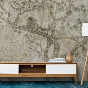 Tiger Tree Wall Mural: Chinoiserie Japanese Wallpaper