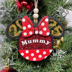 Personalised Disney Style Christmas Family Bauble/ Hanging decoration - Mini Mouse Inspired
