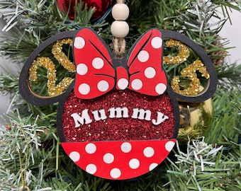 Personalisierte Mickey-inspirierte Familienkugel | Benutzerdefinierte Weihnachtsverzierung | Disney Style Weihnachtsgeschenk