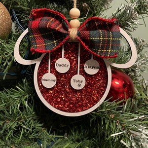 Personalised Disney Style Christmas Family Bauble/ Hanging decoration - Between 1 and 9 names