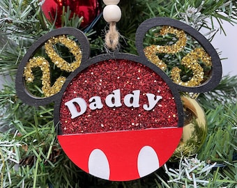 Enfeite de Natal personalizado inspirado no Mickey | Enfeite de Natal personalizado | Presente de Natal estilo Disney