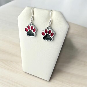 Dog/Cat Paw Print Platinum Silver Earrings, Cat Jewelry, Pet Jewelry, Dog Mom Gifts,  Christmas Gifts, Gift Giving, Hypoallergenic, Two Tone