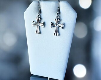 Silver Cross Earrings, Hypoallergenic, Religious Jewelry, Gifts For Her, Christmas Gift, Celtic Cross, Spiritual Jewelry