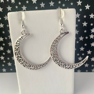 Large Silver Crescent Moon Earrings, Celestial Jewelry, Gifts For Her, Statement Earrings, Moon Lover Gift, Hypoallergenic, Boho