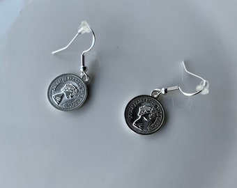 Queen Elizabeth Coin Earrings, Minimalist, Coin Jewelry, Christmas Gift, Hypoallergenic, UK Coin