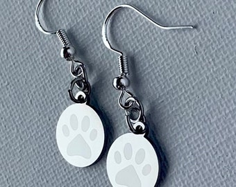 Dainty Dog Cat Paw Print Stainless Steel Earrings, Gifts For Her, Dog Mom Gift, Cat Mom Gift, Minimalist Earrings, Hypoallergenic, Animals