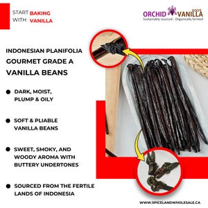 Indonesian Vanilla Planifolia Gourmet Grade-A Beans For Extract And Baking 1/4 lb, 1/2 lb, 1 lb, 2 lb