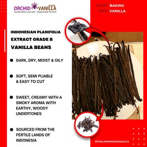 Indonesian Vanilla Beans Planifolia Extract Grade-B For Extract Making 1/4 lb, 1/2 lb, 1 lb, 2 lb