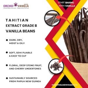 Tahitian Extract Vanilla Beans Grade-B For Extract Making 1oz, 3oz, 5oz, 10oz, 20oz, 30oz