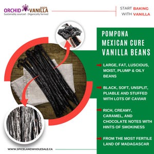 Grade-A Madagascar Gourmet (Pompona) Mexican Cure Vanilla Beans
