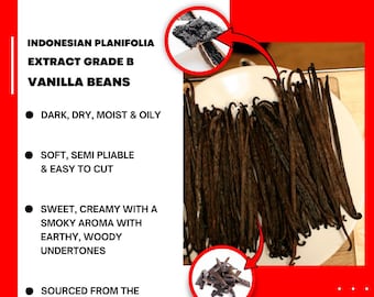 Indonesian (Sumatra) Extract Grade-B Vanilla Beans - 5-7" Pods