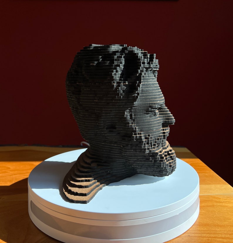 Custom Bust Sculpture Laser Cut Layered Wood image 3